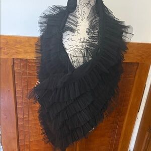 Elegant Black Ruffled Shawl by borrowed &blue NWT